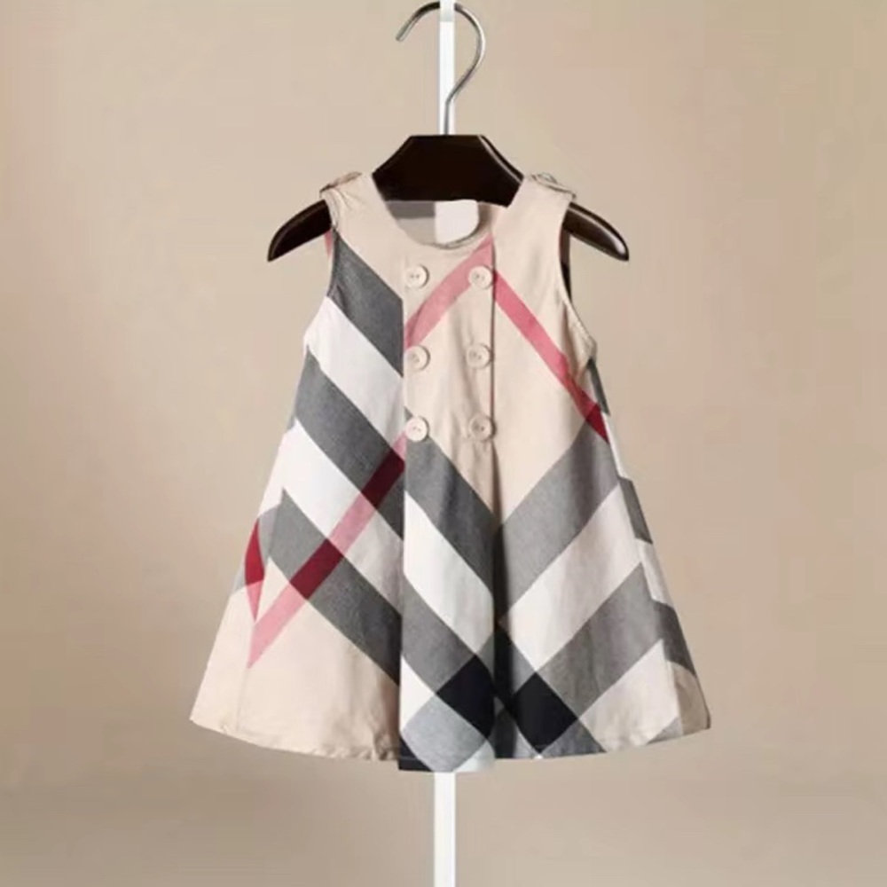 NWT Burberry style Kids Dress in Beige, Red, and Black check girls size 8